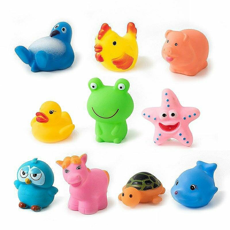 Bath Beach Toys |   Baby Animals Bath Toy Set – Soft Rubber Float Squeeze Squeaky Bathing Toys- 10 Pcs Bath Beach Toys Bath Beach Toys