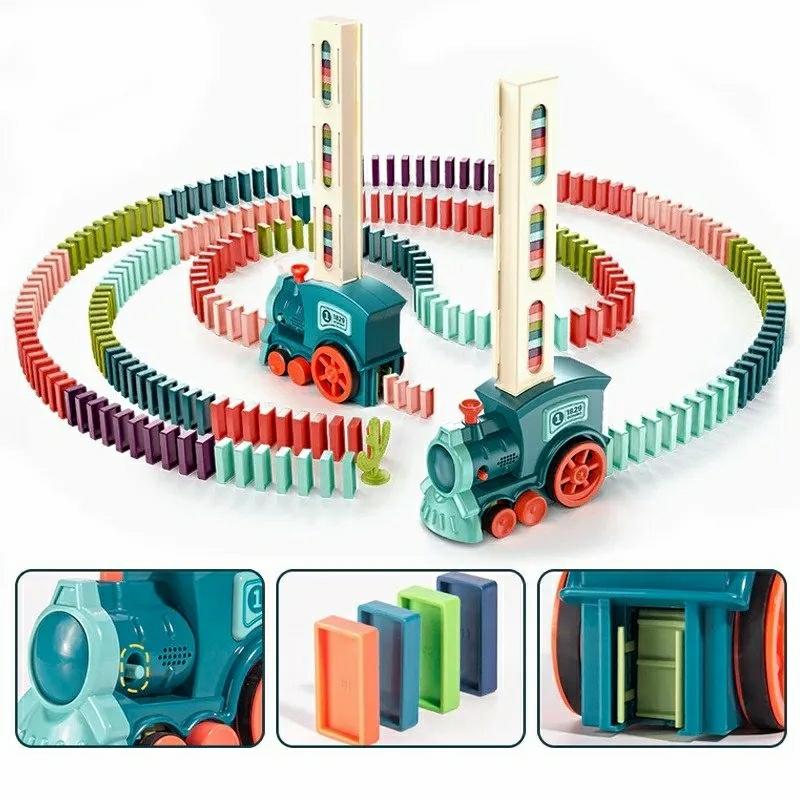 Building Blocks |   Automatic Laying Domino Train, Electric Car Dominoes Set Brick Blocks Kits – 300 Pcs Building Blocks Blue