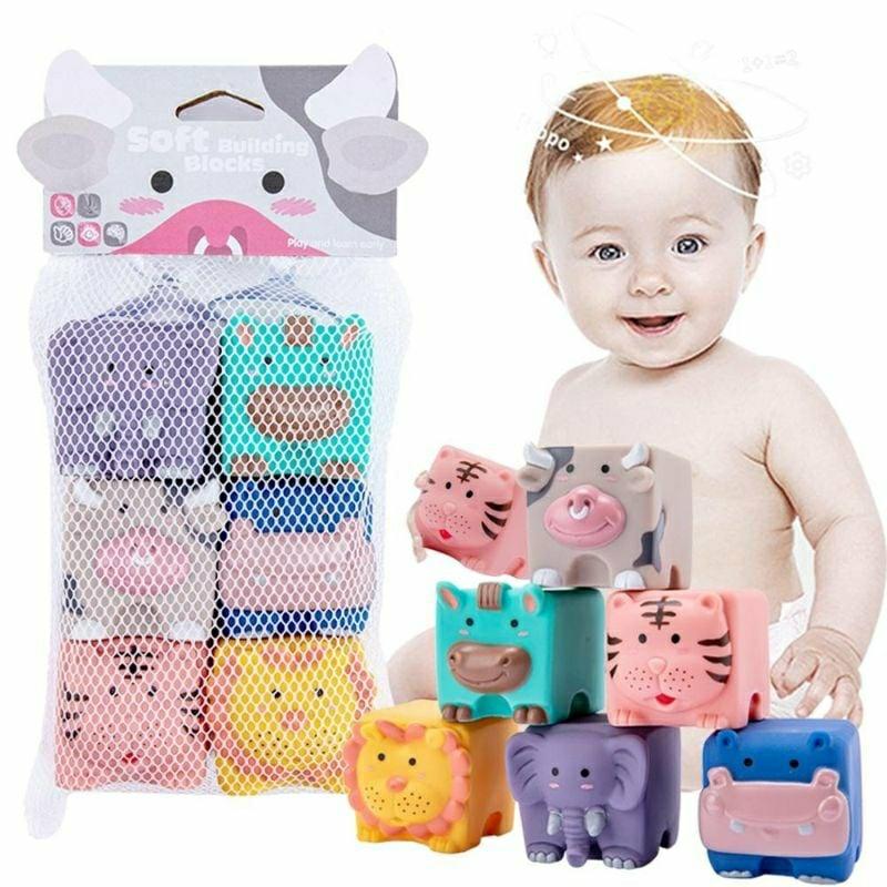 Building Blocks |   Baby Soft 3D Silicone Building Blocks Sensory Bath Toys Building Blocks Building Blocks