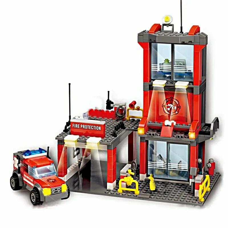 Building Blocks |   City Fire Station Building Blocks – Sets Fire Engine Fighter Truck Enlighten Bricks Playmobil Toys For Children Gifts Building Blocks Building Blocks