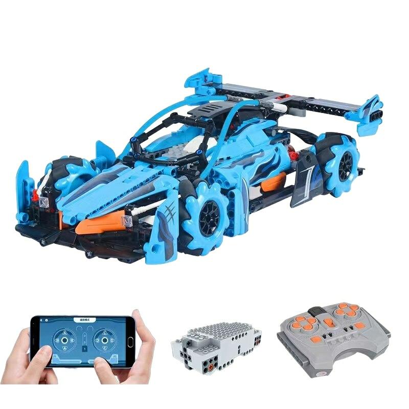 Building Blocks |   City Technical App Rc Racing Car – Mechanical Building Blocks Moc Remote Control Drift Vehicle Bricks Toys For Children Building Blocks Blue 557Pcs