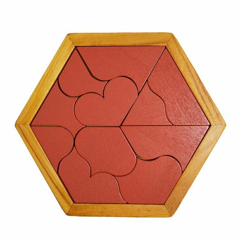 Building Blocks |   Hexagonal Wooden Geometric Shape Jigsaw Puzzles Board Game Building Blocks Building Blocks