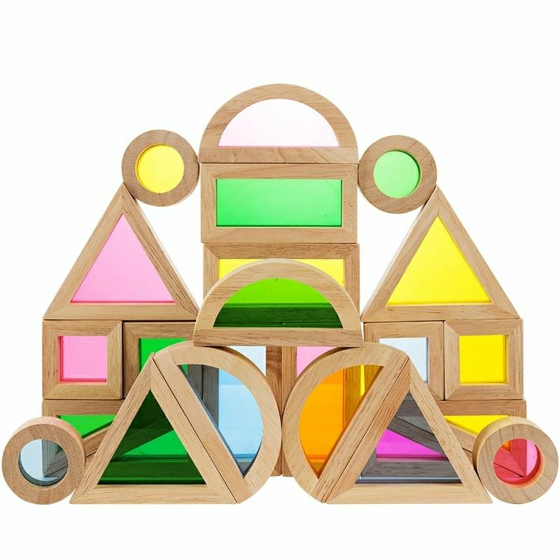 Building Blocks |   Stacking Wooden Building Blocks Rainbow Plexi Window Building Blocks Building Blocks