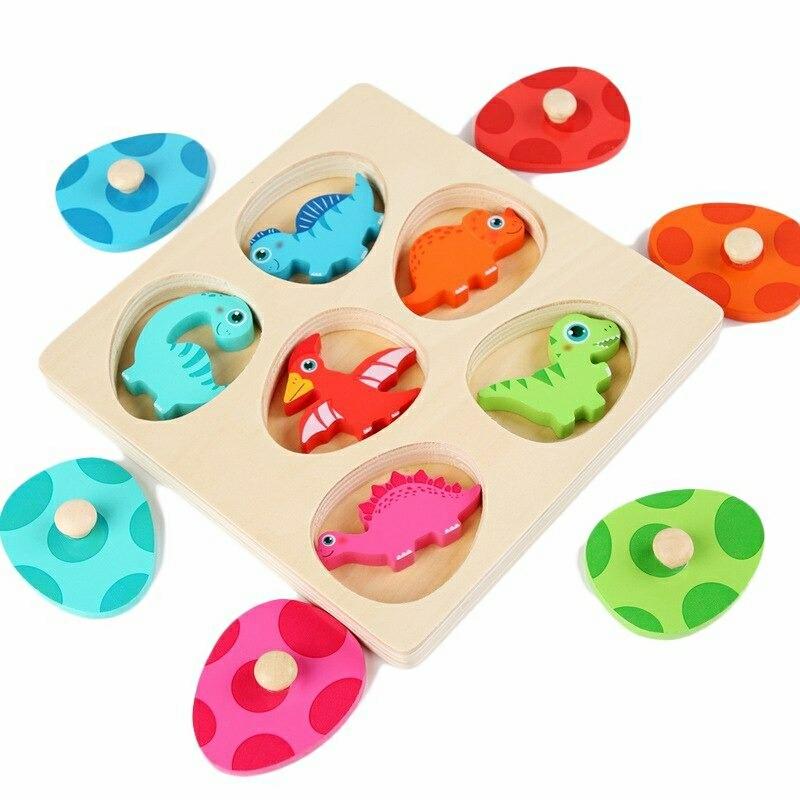 Building Blocks |   Wooden Dinosaur Baby Montessori Sorting Toys Dinosaur Eggs Matching Game Building Blocks Building Blocks