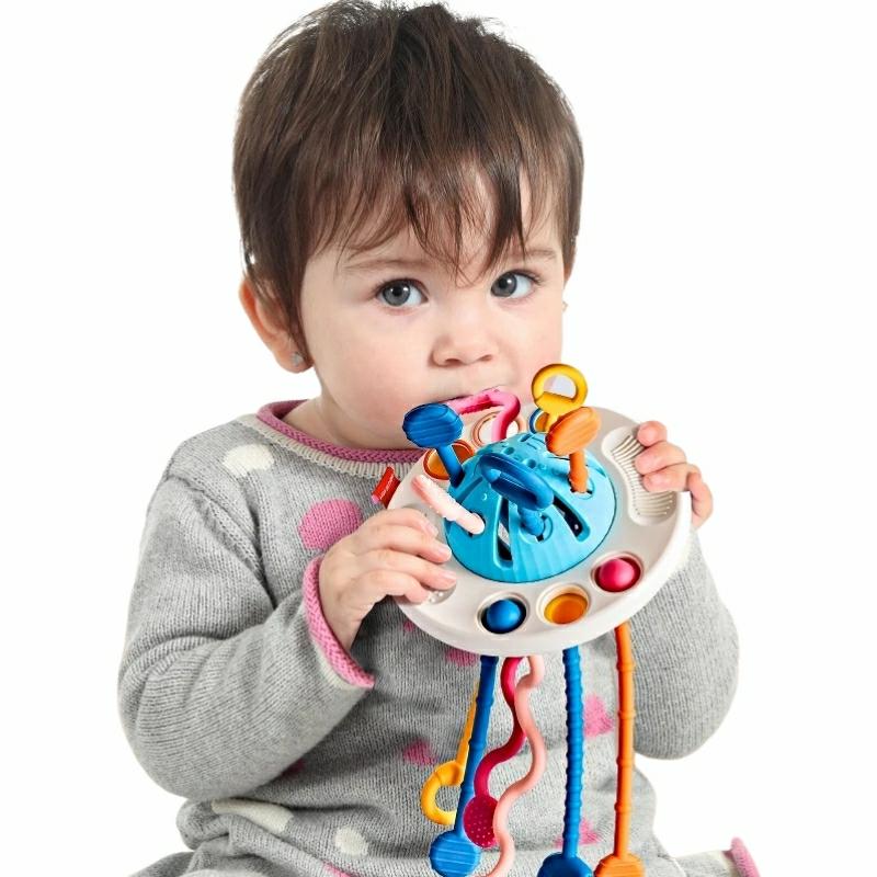 Educational Toys |   Baby 3 In 1 Montessori Pull String – Developmental Silicone Teething Interactive Toy Educational Toys Educational Toys