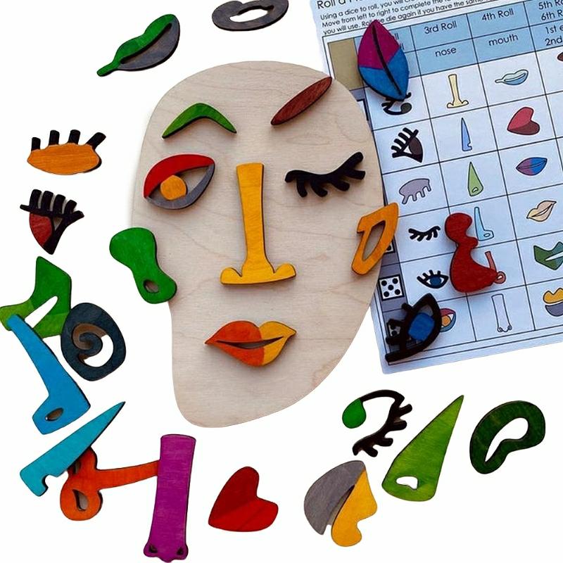 Educational Toys |   Face Wooden Montessori Puzzle – Diy Creative Facial Expression Board Jigsaw Puzzle Game Building Blocks Building Blocks