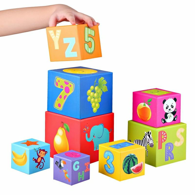 Educational Toys |   Kids Wooden Stacking Cube Balance Tower Game Montessori Educational Children Engage Toy Building Blocks Building Blocks