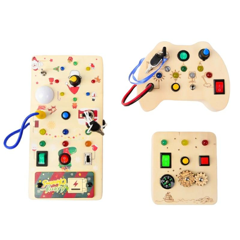 Educational Toys |   Montessori Busy Board Sensory Toys With 8 Led Switch Controls Activity Game – 3 Pieces Educational Toys Educational Toys