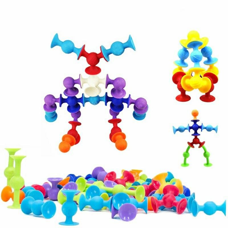 Educational Toys |   Suction Cup Toys Construction Set – Sensory Silicone Building Diy Blocks Toy Building Blocks Building Blocks