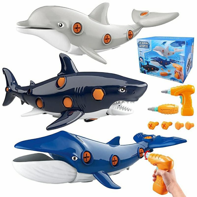 Educational Toys |   Take Apart Ocean Sea Animals Toy – Assemble Educational Building Construction With Electric Drill Bath Beach Toys Bath Beach Toys