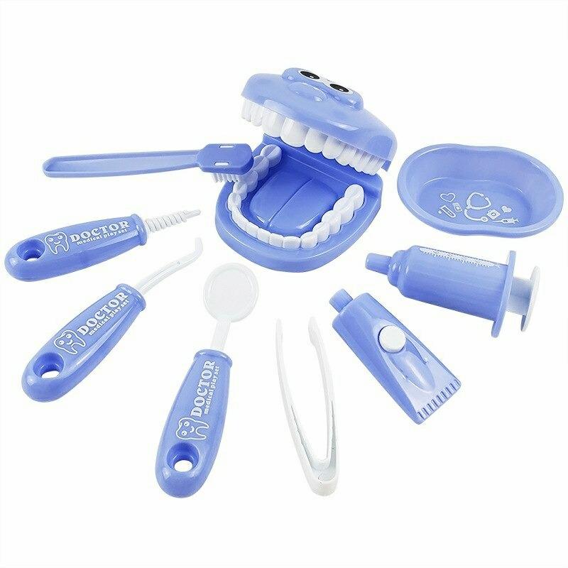 Educational Toys |   Teeth Dentist Game Set – Education Dental Tool Play For Kids 9Pcs Educational Toys Blue