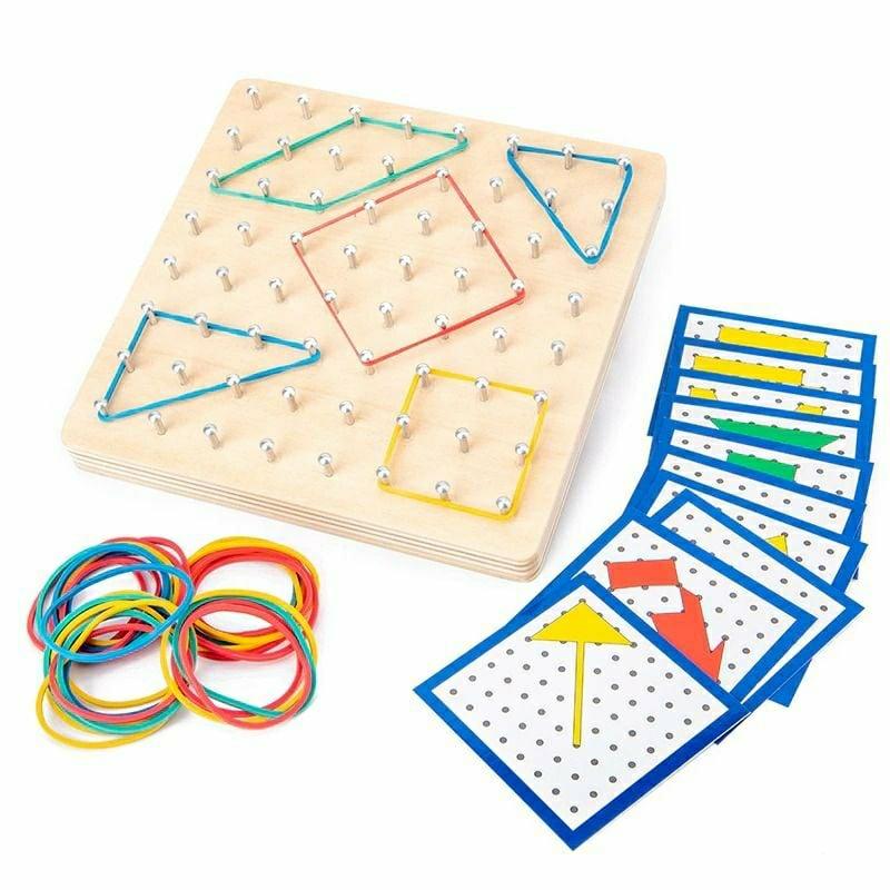 Educational Toys |   Wood Geoboard With Rubber Tie And Cards Montessori Toy Educational Toys Educational Toys