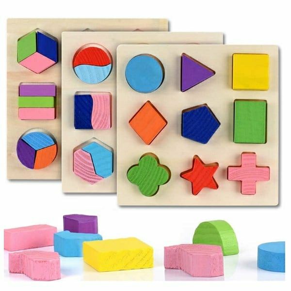 Educational Toys |   Wooden Geometric Shapes Montessori Puzzle Educational Toys Color 1