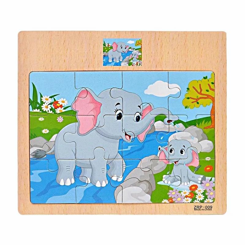 Educational Toys |   Wooden Puzzle – Kids Baby Wood Cartoon Vehicle Animals Learning Educational Toys For Children Gift Educational Toys Educational Toys