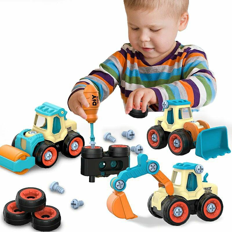 Engineering Toys |   Construction Toys Excavator Bulldozer Truck Roller Set Building Blocks Blue