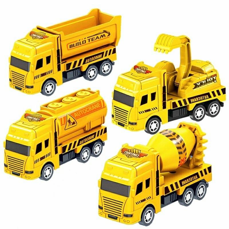 Engineering Toys |   Kids Pull Back Toy Truck Set – Mini Inertia Engineering Excavator/Sanitation/Garbage Trucks Engineering Toys Engineering Toys