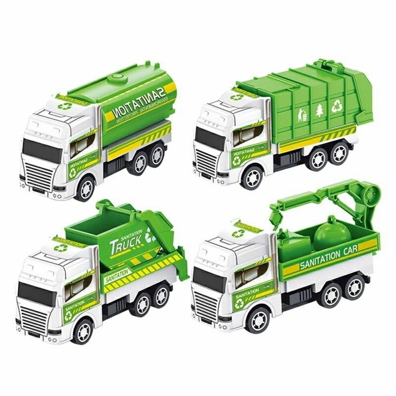 Engineering Toys |   Kids Pull Back Toy Truck Set – Mini Inertia Engineering Excavator/Sanitation/Garbage Trucks Engineering Toys Engineering Toys