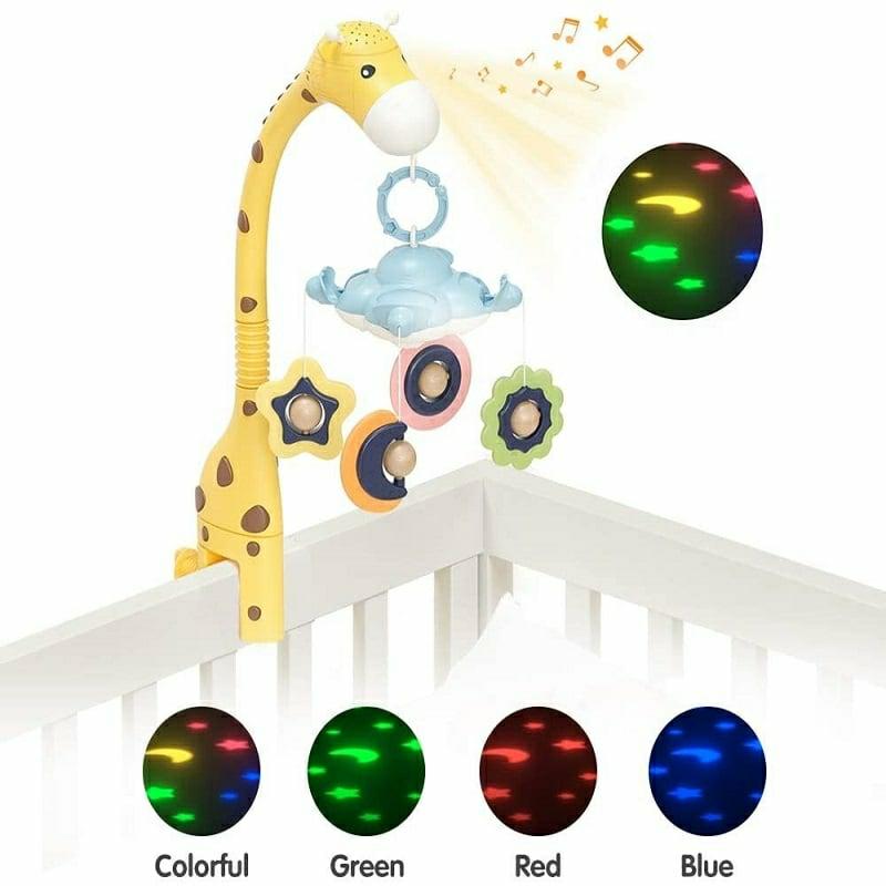 Musical Toys |   Baby Giraffe Crib Mobile With Projection Light Music, 360 Rotation & Teether Rattle Musical Toys Musical Toys