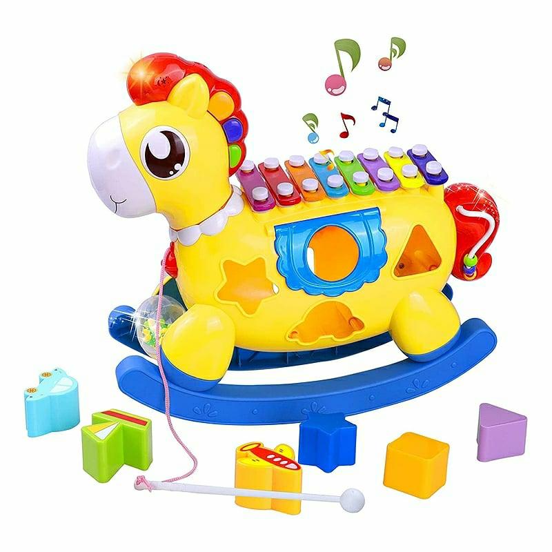 Musical Toys |   Pony Musical Instrument Baby Toy With Lights, Music, Blocks Musical Toys Musical Toys