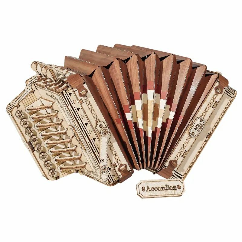 Musical Toys |   Robotime 3D Musical Instrument – Wooden Puzzle Game Assembly Saxophone Drum 4 Kinds Diy Kit Accordion Cello Toy Gift For Children Building Blocks Building Blocks