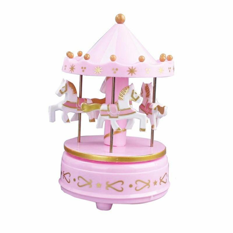 Musical Toys |   Wooden Merry-Go-Round Carousel Music Box Birthdays Gift Musical Toys Blue