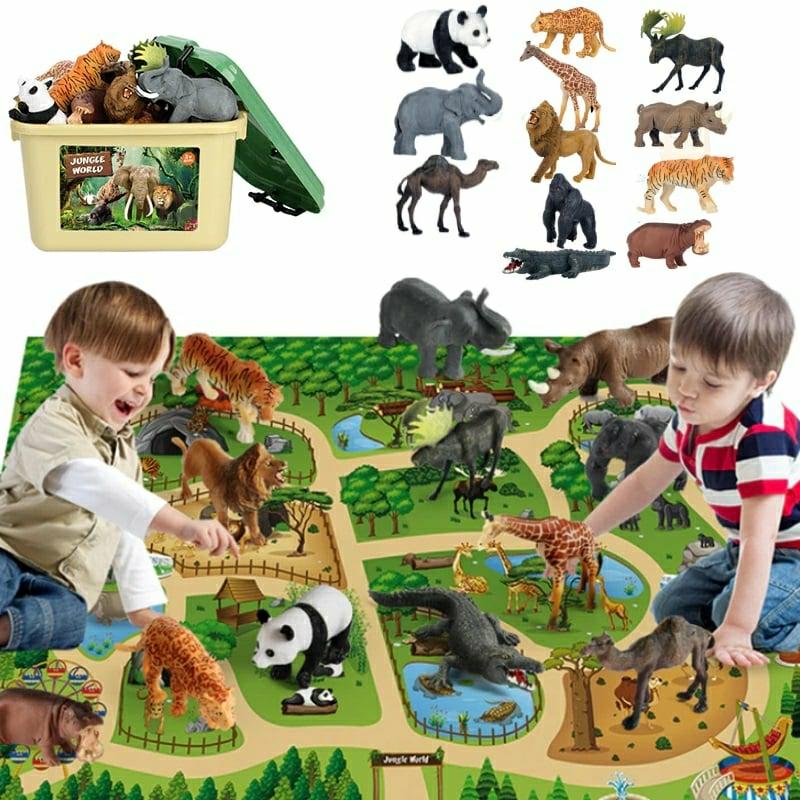 Playpens Playmats |   Baby Large Play Mat – Realistic Jumbo Jungle Wild Zoo Animals Figurines Playset Playpens Playmats Playpens Playmats