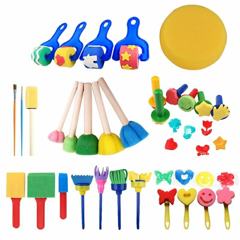 Playpens Playmats |   Kids Painting Sponge Drawing Shapes Paint Brushes Kit Building Blocks Building Blocks