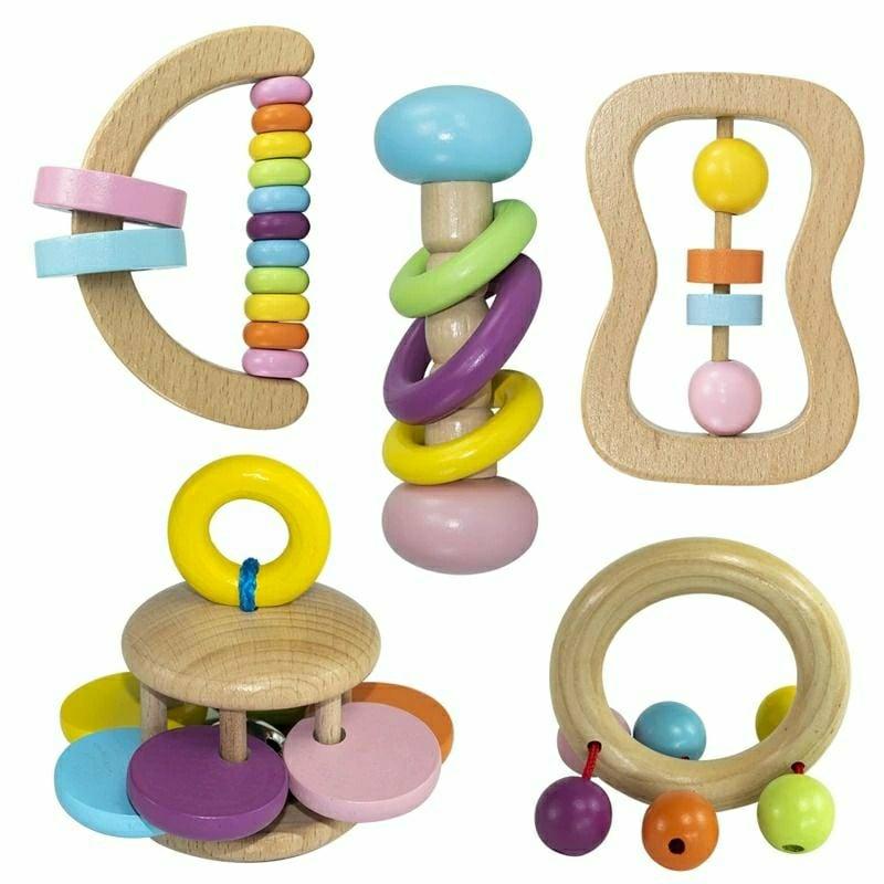 Rattle Toys |   Rattle Crib Toys 5 Pieces Montessori Set Rattle Toys Rattle Toys