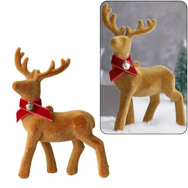 Stuffed Toys |   Christmas Plush Velvet Elk Deer – Simulation Christmas Elk, Christmas Home Decorations Stuffed Toys Burgundy