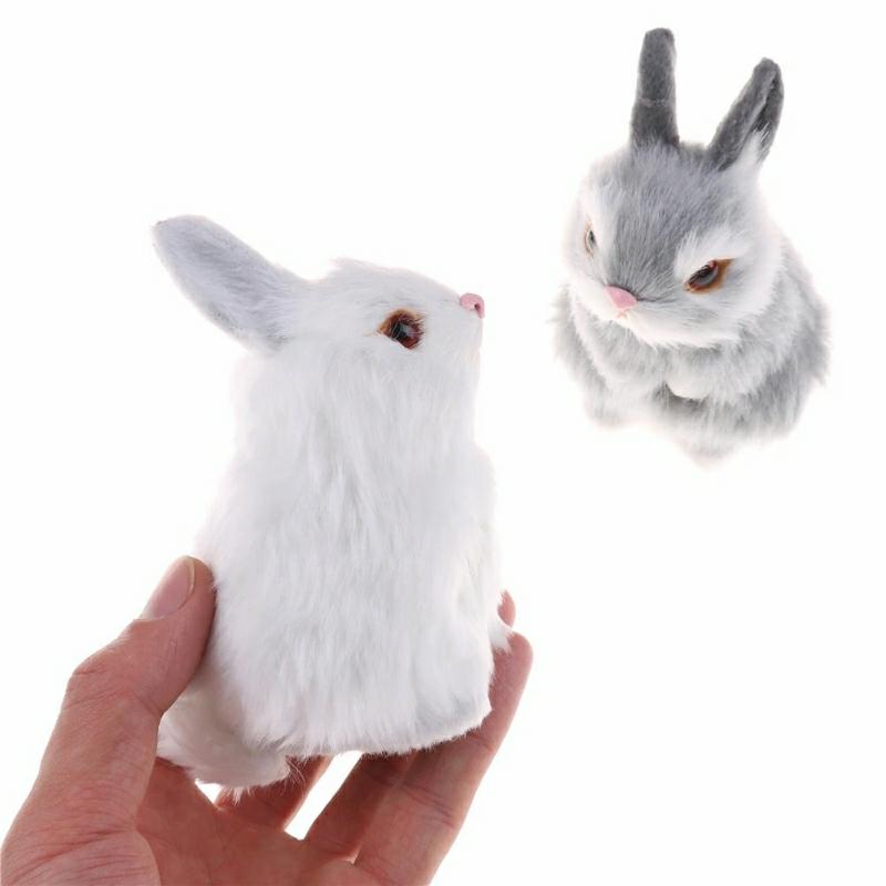 Stuffed Toys |   Small Rabbit Plush Toys Decorations Simulation Realistic Toy Stuffed Toys Gray