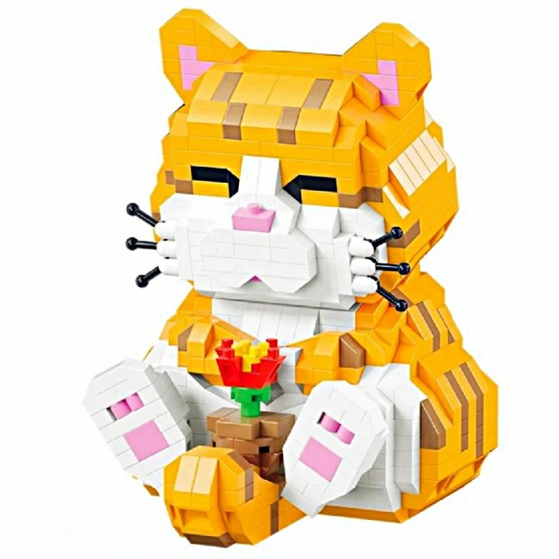 Building Blocks |   Cute Animal Building Blocks Orange Cat Toy For Kids Building Blocks Building Blocks