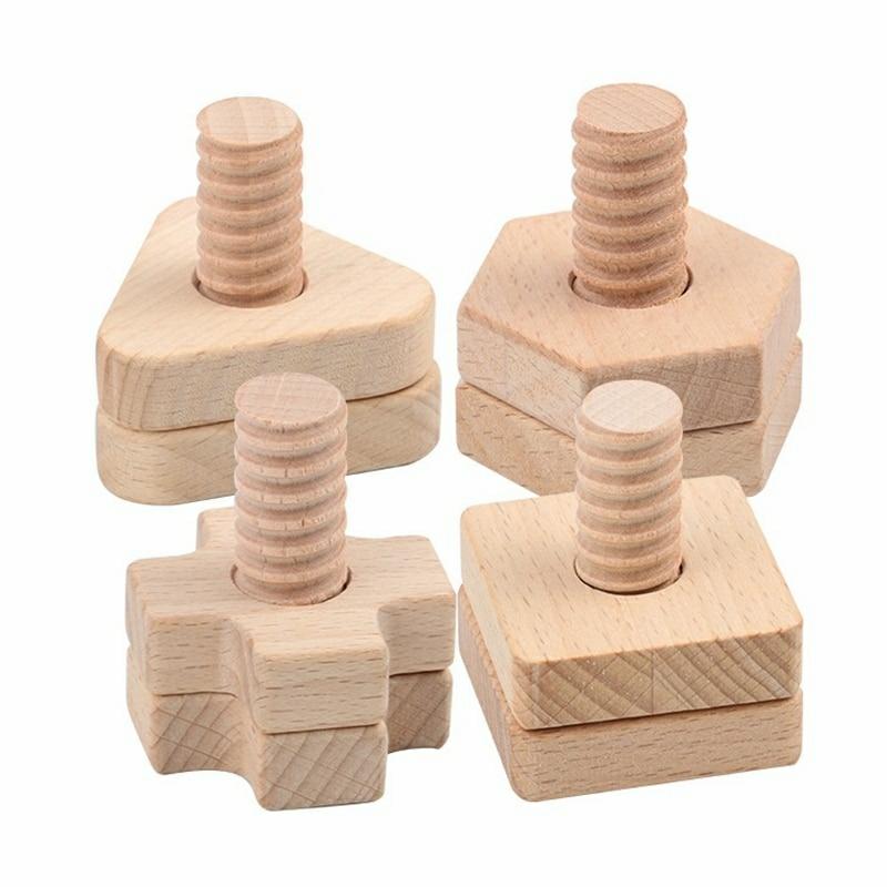 Educational Toys |   Beech Baby Toys Screw Nut Wooden Building Block Educational Toys Educational Toys