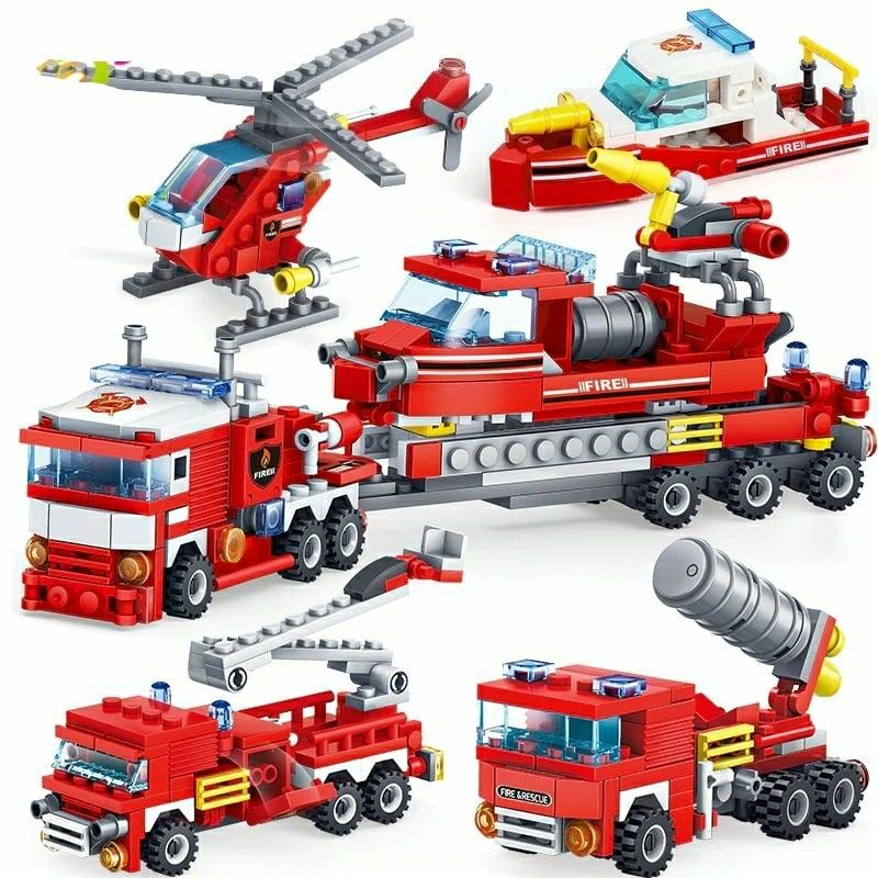 Engineering Toys |   Building Blocks Car Helicopter Boat Fire Fighting 4In1 Trucks Children Toys Building Blocks Building Blocks