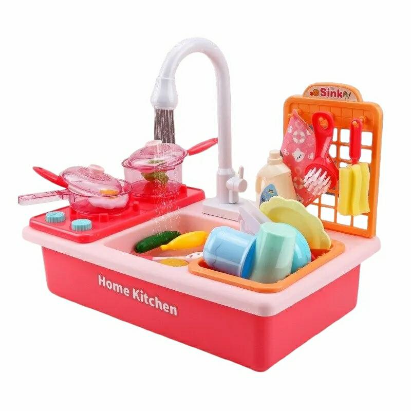 Educational Toys |   Kitchen Sink Toy- Kids Pretend Play With Cooking Stove,Pot Pan,Tableware Accessories Educational Toys Blue