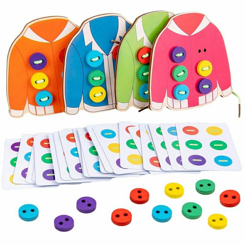 Educational Toys |   Wooden Clothes Lacing Toys – Buttons Montessori Fine Motor Skill Threading,Sewing Game Educational Toys Educational Toys